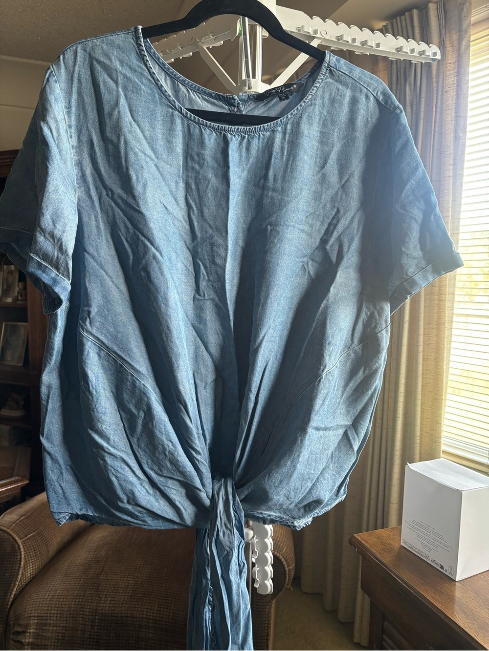 Velvet Heart Light Blue Denim-Look Top